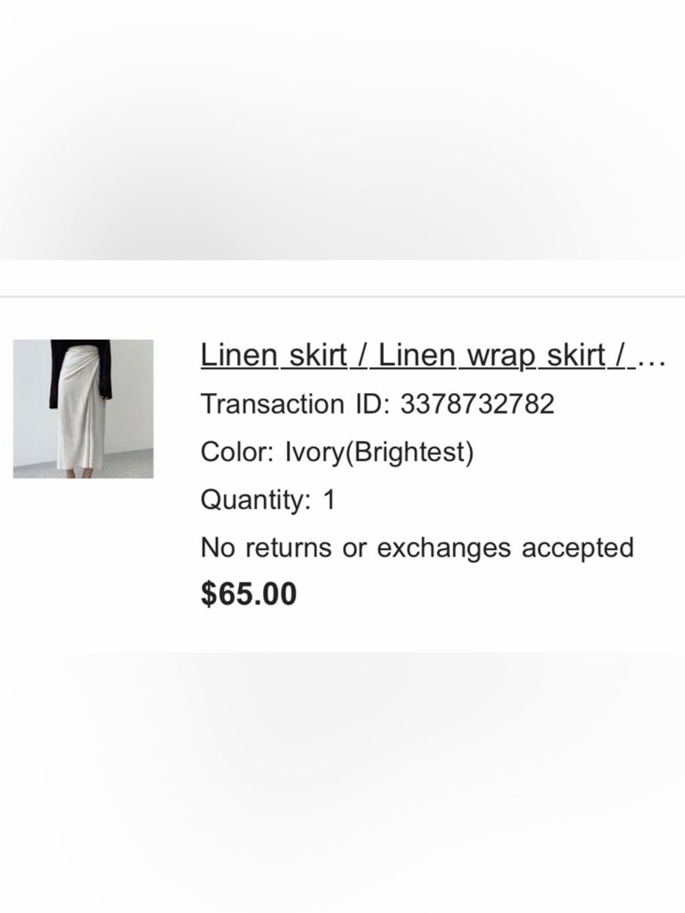 Ivory Linen Wrap Midi Skirt - Free Size - Picture 5 of 9